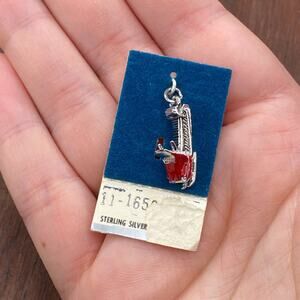 Vintage Griffith 925 Sterling Silver Enamel Snowmobile Pendant Bracelet Charm